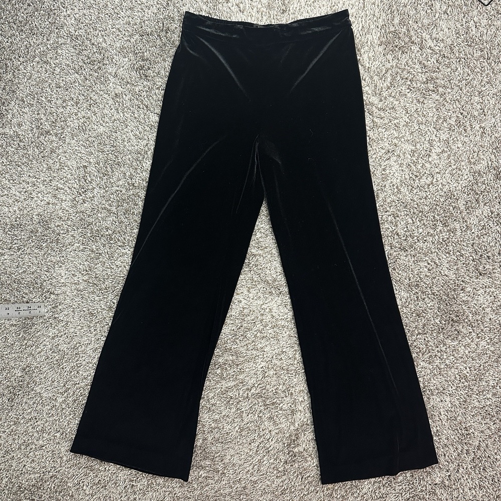Worth Medium Black Stretch Velvet Elastic Waist pull-On Straight Leg Pants